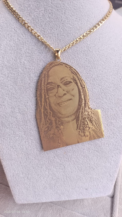 Custom Photo Necklace - Engraved Pendant